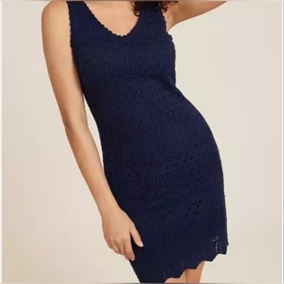 Maurices Open Knit Open Back Mini Navy Blue Dress. Size M. - Picture 2 of 6